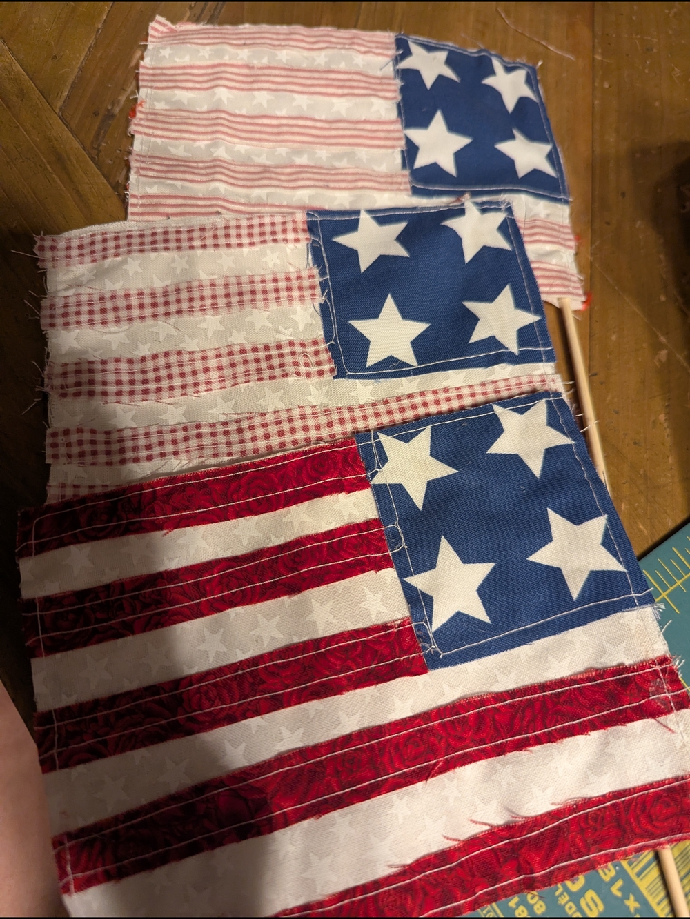 Handcrafted Red, White & Blue Fabric Flag Set - Patriotic Home Accent